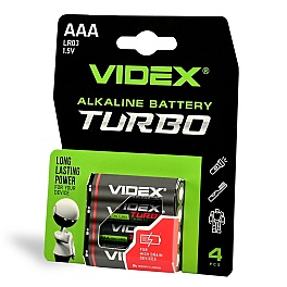 Alkaline battery Turbo VIDEX LR03T/AAA 4pcs BLISTER