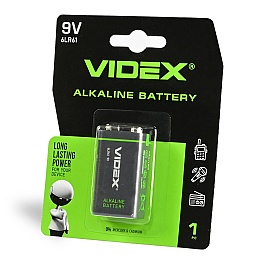 Alkaline battery VIDEX 6LR61/9V 1pc BLISTER