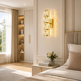 Aplică LED B01-4-GD, 20W, 3 Tipuri de Lumină, 3000K/4000K/6500K, Auriu, 80 x 400 mm