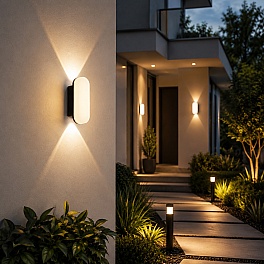 Aplică LED exterior Luna 7W, IP65, lumină caldă 3000K, negru, 18 cm