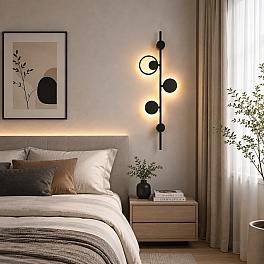 Aplică LED F6370-BK, 24W, 3 Surse de Iluminat, 3000K/4000K/6500K, Negru, 30 x 90 cm