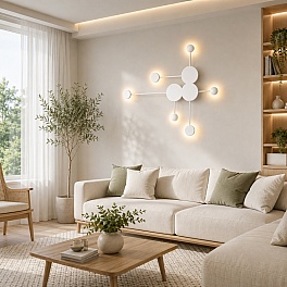Aplică LED F6371WH, 36W, 6 Surse de Iluminat, 3000K/4000K/6500K, Alb, 87.5 x 74.5 cm