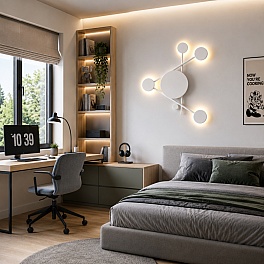 Aplică LED F6372WH, 24W, 4 Surse de Iluminat, 3000K/4000K/6500K, Alb, 78 x 52 cm