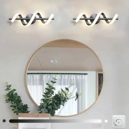 Aplica perete LED 52W ACR-8083 Neagra, design Spiral Vertical, lumina 3 trepte 3000K-6500K, 400x120mm