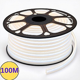 Banda LED COB 220V, 12W/m, 6000K, lumina rece, taiere 10 cm, fara adeziv, kit 100m