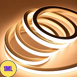 Banda Neon Flex LED 1M, 12x12mm, 220V, 3000K Alb Cald, IP65