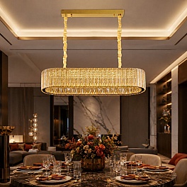 Candelabru LED cristal auriu 192W (96W+96W), telecomandă, Glimmer A6151-1000x300