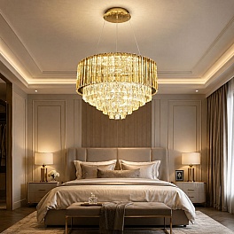 Candelabru Cristal K9 Imperial Auriu A6068-400 cu LED 80W și Telecomandă
