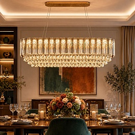 Candelabru Cristal K9 Imperial Crom A6062-900x260 cu LED 136W și Telecomandă