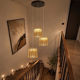 Candelabru Cristal K9 Suspendat Prestige A8007-3 cu LED 30W și Telecomandă