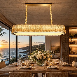 Candelabru LED cristal 224W (112W+112W), telecomandă, 3 culori, Venera A6007-1200x300