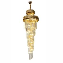 Candelabru cristal premium spirală, 22 dulii E14, Diametru 60cm, inaltime 180cm, Gold, model 8032-600-1800-GD
