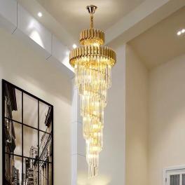 Candelabru cristal premium spirală, 22 dulii E14, Diametru 60cm, inaltime 180cm, Gold, model 8032-600-1800-GD