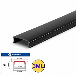 Capac profil aluminiu, 12 mm, negru, 3M, PROFILE-BR5, compatibil PROFILE-R5