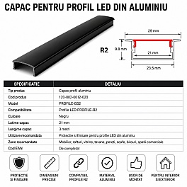 Capac profil aluminiu, negru, 3M, PROFILE-BR2, compatibil PROFILE-R2