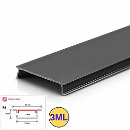Capac profil aluminiu, negru, 27mm/3M, PROFILE-BR3, compatibil PROFILE-R3