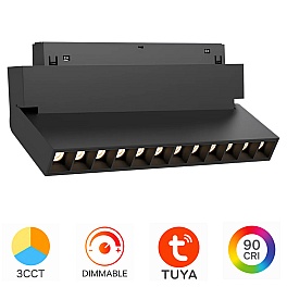 Corp LED Proiector pentru Șină Magnetică Magnus, 12W, 1020lm, 24 grade, CCT3 (3000K/4000K/6000K), Tuya LAN, 220×22×113 mm, Negru, BD60-03291