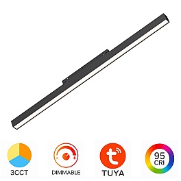 Corp Liniar LED pentru Șină Magnetică 18W, CCT3 (3IN1), TUYA LAN, Dimabil, 1200 lm, Negru, Magnus M20-LNR600