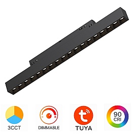 Corp Liniar LED Proiector pentru Șină Magnetică 18W, 1580 lm, 24 grade, CCT3 (3IN1), TUYA LAN, Dimabil, Negru, Magnus M20-LNS330