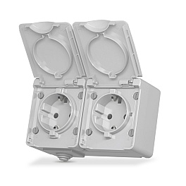 External double Schuko socket IP65 gray VIDEX BINERA