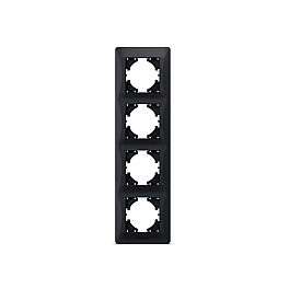 Frame 4 gang vertical black graphite VIDEX BINERA