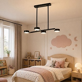 Lustra LED Black Concept 4,  suspendata,cu telecomanda, 60W, 5000lm, negru, cu trei tipuri de lumina