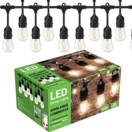 Ghirlanda luminoasa 10m, 20 becuri LED filament E27 1W, IP44 Fiesta Plus