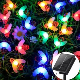 Instalatii craciun exterior multicolor 6.5m, 50 LED Albin Bee, incarcare solara