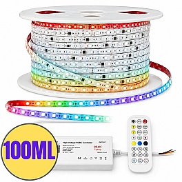 Kit banda LED digitala RGBIC 100M 220V IP65 1000W 5050 60LED/m cu telecomanda si aplicatie