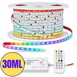 Kit banda LED digitala RGBIC 30M 220V IP65 300W 5050 60LED/m cu telecomanda si aplicatie