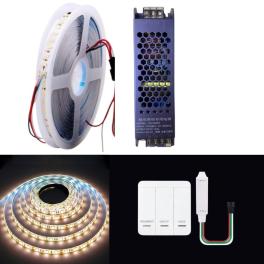 Kit banda LED digitala Waterfall PRO-BD24V-3000K, 24V, 120 LED/m, 10m, cu controller si transformator 200W