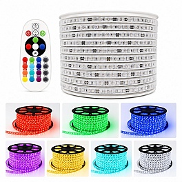 Kit banda LED RGB, 15x10 mm, 100M, 14.4W/m, 220V, IP65, 60 LED/m, controller si telecomanda, KIT-BL5050-60RGB-100M