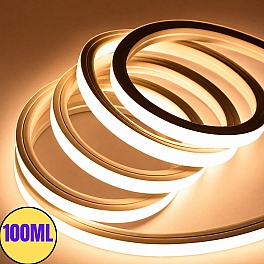 Kit Banda Neon Flex LED 100M, 12x12mm, 220V, 3000K Alb Cald, IP65