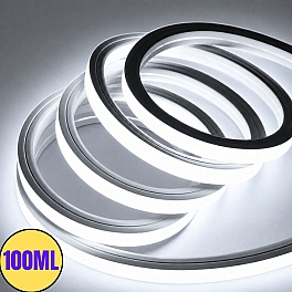 Kit Banda Neon Flex LED 100M, 12x12mm, 220V, 6400K Alb Rece, IP65
