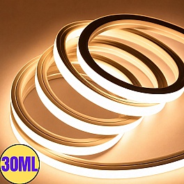 Kit Banda Neon Flex LED 30M, 12x12mm, 220V, 3000K Alb Cald, IP65