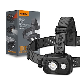 Lanterna de cap LED VIDEX, 1000 lm, 5000K + rosu, IP65, USB-C, senzor miscare, VLF-H047Z