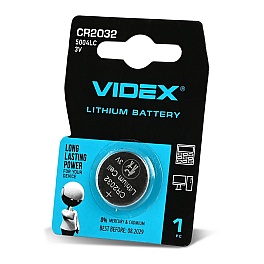 Lithium battery VIDEX CR2032 1pc BLISTER CARD
