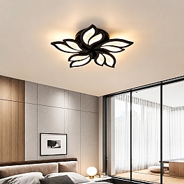 Lustră LED cu Telecomandă D99-5-BK, 72W, 3000K-6500K, Negru, D600 mm