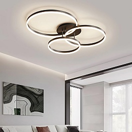 Lustră LED cu Telecomandă Lora Black 3, 140W, 3000K/4000K/6500K, Negru, Diametru 60 cm, Cod F13-20-30-40CM-BK