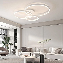 Lustră LED cu Telecomandă Lora White 3, 140W, 3000K/4000K/6500K, Alb, Diametru 60 cm