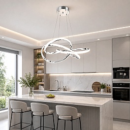 Lustră LED Snake LT460CR cu Telecomandă, 216W, 3000K-6000K, Crom, D500 mm