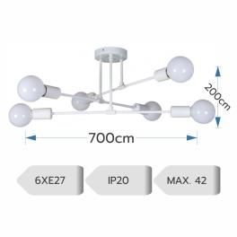 Lustră modernă ASTRA alb 6xE27 metal 700x200 mm DL75D073W