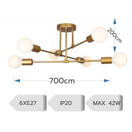 Lustră modernă ASTRA cupru 6xE27 metal 700x200 mm DL75D073C