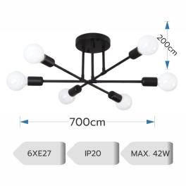 Lustră modernă ASTRA negru 6xE27 metal 700x200 mm DL75D073B