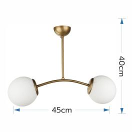 Lustră modernă aurie cu 2 globuri albe E27, DL75D052G