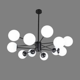 Lustră modernă COSMO negru 12xE27 metal + globuri, 900x600 mm