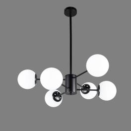 Lustră modernă COSMO negru 6xE27 metal + globuri, DL75D056B