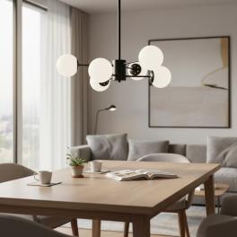 Lustră modernă COSMO negru 6xE27 metal + globuri, DL75D056B