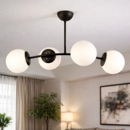 Lustră modernă neagră cu 4 globuri, E27, DL75D054B