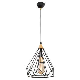 Lustră pendul industrială negru cu auriu tip cușcă geometrică E27, model DL75D041